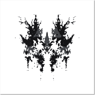 Rorschach Inkblot Gray Black Design Posters and Art